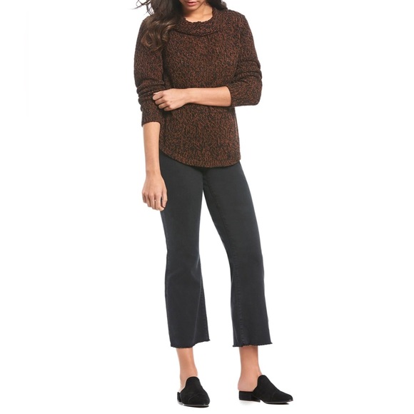 NWOT Eileen Fisher Organic Cotton & Linen Funnel-Neck Sweater in Nutmeg, size S - Picture 2 of 6